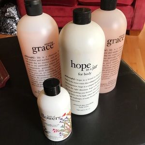 Philosophy Grace bath gels,  Hope & Flower lotion